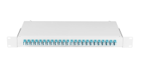 Оптический кросс 19", 1U, укомплектованный на 48 портов LC/UPC (24 двойных LC/UPC адаптера) 